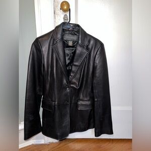 Real Leather Black Banana Republic Blazer for Women